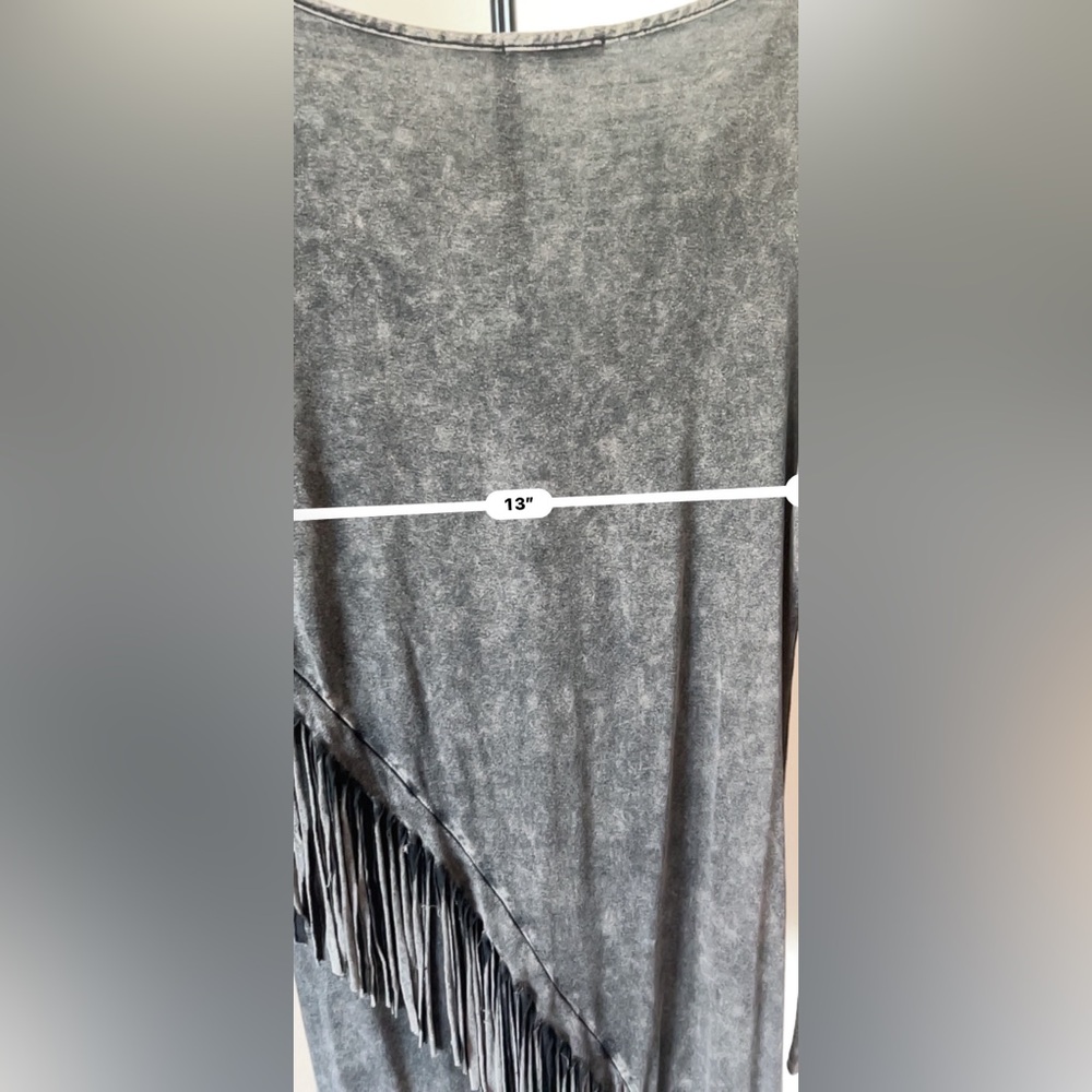 T-Party Charcoal Long Sleeve Fringe Dress with Studs - Size M - Picture 12 of 14